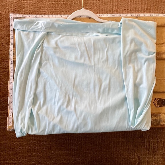 70s 80S VINTAGE VANITY FAIR STRETCH SKY BLUE SILKY MAXI DRESS SLEEP LOUNGEWEAR - Picture 10 of 12